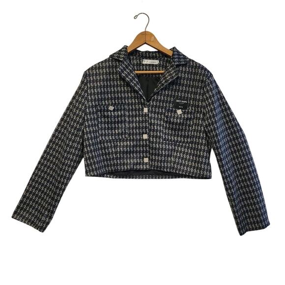 Houndstooth Cropped Blazer Career Professional Business Office Academia Size XXL - Picture 1 of 7